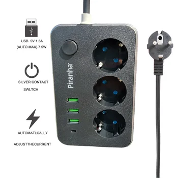 Prelungitor prelungitor Priza UE Plug 3 USB de Încărcare Cablu de Alimentare de Perete Adaptor de Încărcare Potrivit pentru Aspirator robot