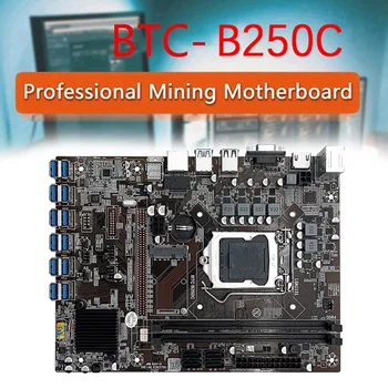 B250C 12 Card BTC Mining Placa de baza Cu Metal Buton Comutator Cablu (1M) 12XUSB3.0 Să PICE X1 GPU LGA1151 RAM DDR4 MSATA