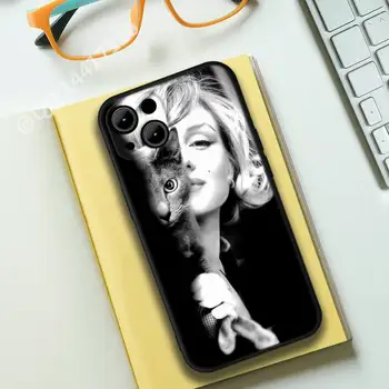 Pentru iphone Marilyn Monroe Cu O Pisica Telefon Caz Pentru iphone13 12 11 14 Pro Max X XR Mini XS 7 8 plus SE 2020 Acoperire Completă Acoperă