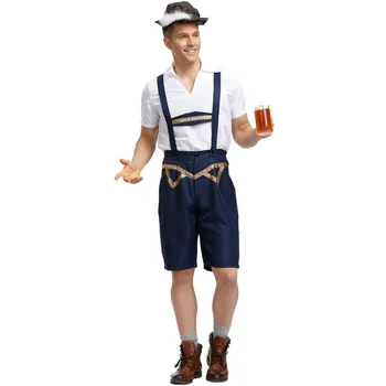Bărbați Oktoberfest pantaloni de Piele cu Bretele Palarie, Costume de Stabilit Pentru ca un Om de Partid Cosplay Chelner Fermier Joc Costume