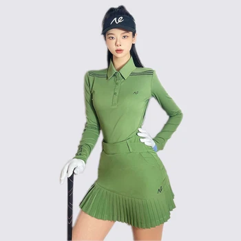 2022 Toamna Iarna Golf Haine de Moda pentru Femei Nou Slim tricou Sport Uscare Rapida Verde Militar Golf Fusta Plisata Cald Set