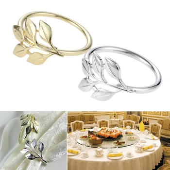 6Pcs Aur/Argint Inel de Șervețel Frunze Șervețel Catarama Pentru Nunta, Banchet Petrecere Aniversari petreceri de Familie masa Decor de Masă Șervețele