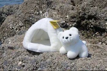 Minunat ursul polar de aproximativ 18cm jucărie de pluș cu 30cm snowhouse ,cadou de ziua w0990