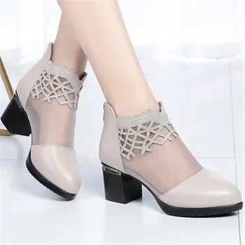 Cel Mai Bun De Vânzare 2022 Noi De Vara Piele Stras Plasă De Cizme Sandale De Femei De Moda, Sandale Elegante, Sandale Cu Toc Înalt De Mari Dimensiuni 43