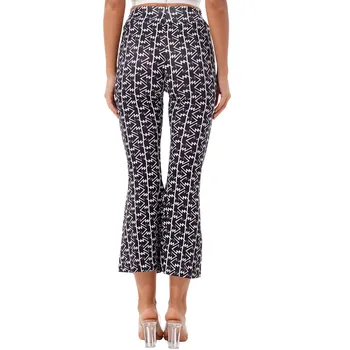 La modă Geometrice Stripe Femei Flare Pantaloni Casual Mijlocul Talie Elastica Betelie Pantaloni Largi Picior