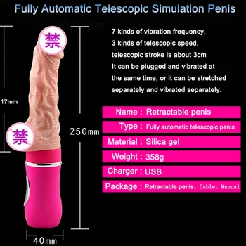 Sex mitralieră cu Vibrator Mare Auto-scalare Vibrator Pentru Femei 3cm Stretch 10 Moduri de Vibrație Deosebite Simulare Penis Pentru Sex