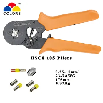 Clestele de sertizat HSC8 10S HSC8 6-4/6-6 cu 1200pcs/cutie tip tub ac terminal mini Presiune sârmă instrumente de 0,25-10mm2 23-7AWG