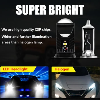 He3-T9 auto bec far H4 este universal LED lumina de aprovizionare realizate din csp chip și Lentile Condensator,poate de ieșire de 12v 6000K lumina la fața locului