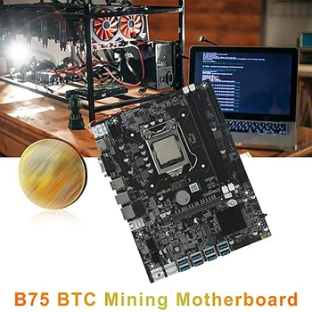 B75 ETH Miniere Placa de baza+PROCESOR+Ventilator+Thermal Grease+24Pin Cablu de Extensie+Comutator Cablu+Șurubelniță 8X USB3.0 LGA1155 DDR3
