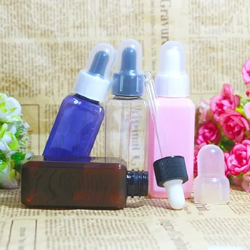 PET Plastic Flacon Picurător Pătrat Ser Parfum Flacon Picurător Cosmetice Containere Returnabile 50ML Ulei Esențial Flacon Picurător
