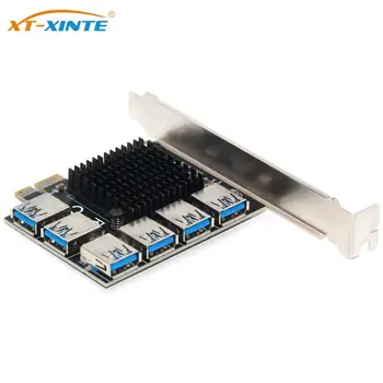 XT-XINTE PCI-E Card de Expansiune de la 1 la 6 Sloturi PCIe 1x la 16x Convertor USB 3.0 Card de Multiplicare Hub Card Adaptor PCIE Riser Carduri