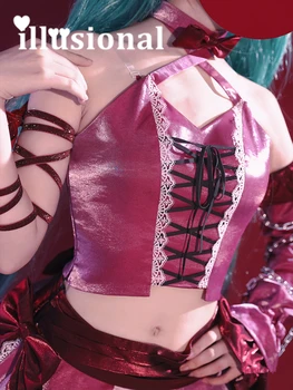 Iluzorie Miku Cosplay Costum miku Romeo și Cenușăreasa Vin Roșu Rochie de sex feminin Hallween Costume