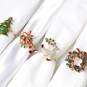 1 Set Fulg De Nea Sloi De Gheață Ornamente De Crăciun Și De 4 Buc De Crăciun Inele Pentru Șervețele