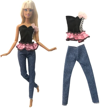NK Oficial 1 Buc Îmbrăcăminte de Modă Tricou Negru, Pantaloni Haine pentru Barbie 11 Cm Papusa Rochie de casă de Păpuși Roll Joc Jucărie
