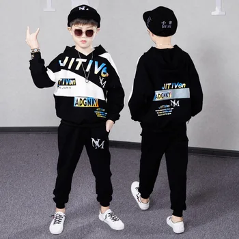 Dans Hip-hop Costume pentru Băieți și Fete cu Maneca Lunga de Toamna Costumele din Două piese, Copilul Băiat Seturi de Îmbrăcăminte de Bumbac Sport Street Wear