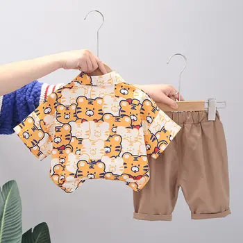 Moda Copii Printe Bluze Tricou, pantaloni Scurți de Bumbac 2 buc/Set Haine de Vară pentru Copii Copilul Haine Copii Costum Treninguri 0-5 Ani