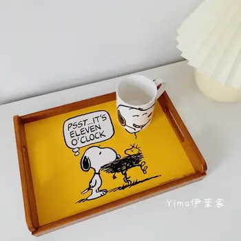30*22Cm Snoopy Dreptunghi de Lemn Tavă Tavă Tacâmuri cu Mâner Japonia a Făcut Anime Kawaii Desene animate Bucătărie Placă pentru Fata Cadou