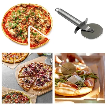 Din Oțel Inoxidabil Pizza Coaja, 10 Inch Rotund De Metal Pizza Coaja Cu Mâner Din Lemn Și Pizza Cutter Roata Si Pizza Lopata 6 Pack