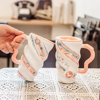 500ml de Creație Ceramică Marca de Cafea Ceasca de Mare Capacitate Lingura Cu Capac Cuplu Cana de Apa Acasa micul Dejun Lapte Cupa Copil Drăguț Cadou