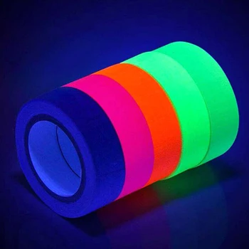 6 Role UV Reactive Bandă Blacklight Fluorescente Caseta Strălucire în Întuneric Neon Gaffer Luminos Banda de Avertizare de Siguranță pentru Decor Acasă