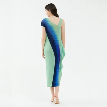 Designerul japonez cutat design gradient suspensor rochie de vara femei plisată mid-lungime fusta