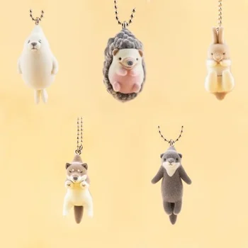 Japonia Reale QUALIA Jucării Capsulă Gashapon Drăguț Kawai Flocking Pandantiv Animale Drăguț Shiba Inu Breloc Model de Jucărie