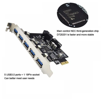 PCI-E USB 3.0 7-Port Card de Expansiune PCI Express USB Adăuga la Carte de Interne USB3.0 Hub Converter pentru Desktop PC-ul Gazdă