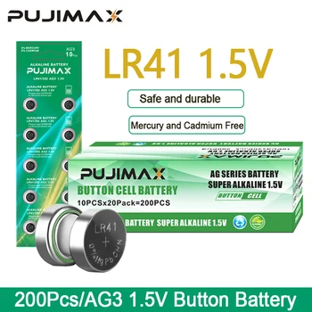 PUJIMAX 200Pcs/Cutie 1,5 V Butonul de Celulă rotundă Anti-scurgere LR41 392 Alcaline Butonul Bateriei de Stocare Mult Timp Pentru a Viziona Calculator