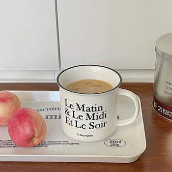 Ins Scrisoarea Imprimate De Creație Ceramică Cafea Ceai Lapte Micul Dejun Cani Ocupa Drinkware Franceză Retro Ceașcă De Cafea Cuplu Cana