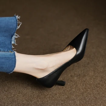 2023 Primăvară Pantofi Femei Subliniat de la Picior Toc Subțire Femei Pompe din Piele Tocuri inalte Elegante Femei Stilet Tocuri Pantofi de Partid