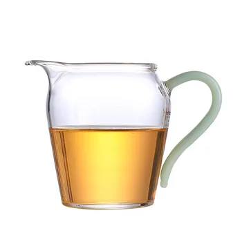Sticlă justiție ceașcă de culoare mâner îngroșat jos pahar de ceai mare de sticlă transparentă ceai dozator de jad se ocupe de sex masculin cupa