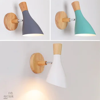 Nordic minimalist creative macaron din lemn masiv perete lampă de noptieră dormitor camera de zi studiu culoar tranșee lampa WF1020