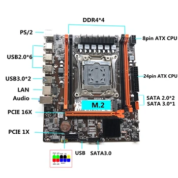 HOT-X99H Placa de baza despre lga2011-3 Placa de baza suporta DDR4 Memorie RAM Cu E5 2666V3 CPU+Comutator Cablu+Pad Termic