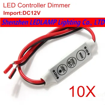 10buc/lot,Mini 3 Chei Singură Culoare DC12V Controler cu LED-uri de Luminozitate Dimmer pentru led-uri 3528 5050 lumina benzi