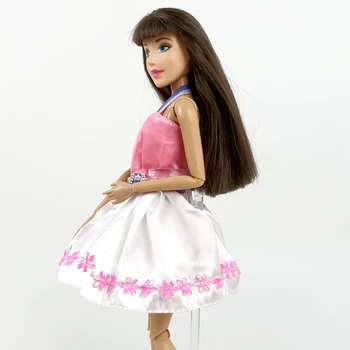 Roz Rochie de Printesa Pentru Papusa Barbie de Pe Umăr Rochii Costume de Haine Pentru Barbie 1/6 Păpuși Accesorii Copii DIY Jucărie