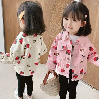 Fete Haină de Primăvară și de Toamnă Nou Căpșuni Sacou Stil coreean Jacheta Scurta Baby Girl Moda Imbracaminte Copii