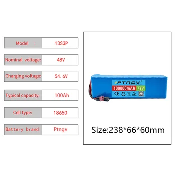 13S3P 48V 100000mAh Litiu-ion Baterie 100Ah 1000W pentru 54.6 V E-biciclete Electrice Biciclete Scuter cu BMS+Incarcator