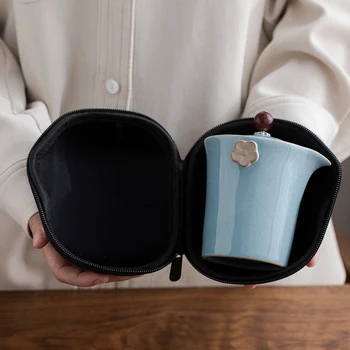 Ceramica De Călătorie Kung Fu Set De Ceai Teaware Geanta De Voiaj 1 Ceainic, 4 Cesti De Ceai 304 Din Oțel Inoxidabil Filtru De Afaceri Cadou