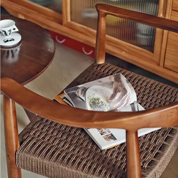 Bej Rattan Mese Scaune Lemn Nordic Dormitor Confortabil Scaun De Designer Clar Minimalist Silla Comedor Silla Mobilier